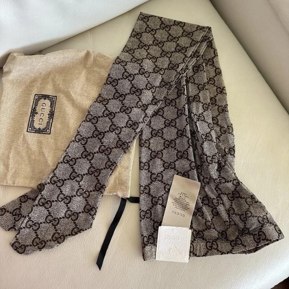 NEW Gucci Tights Brown GG Print Supreme Size M - Picture 3 of 8